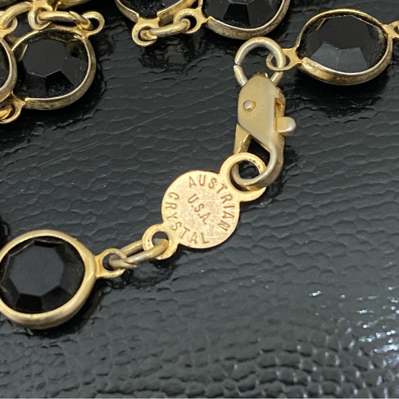 Vintage Signed AUSTRIAN CRYSTAL USA Black Crystal Bezel 35” Necklace - Picture 15 of 16